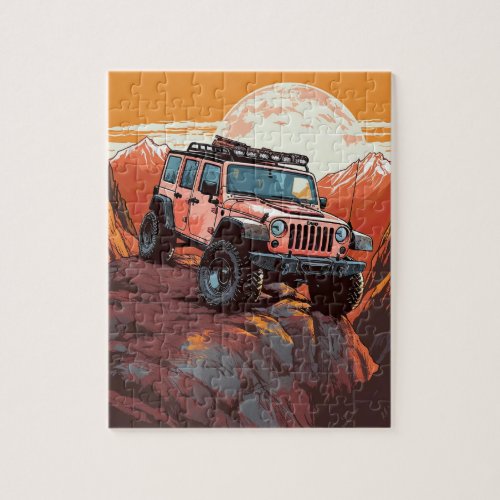 The thrill of Red Off_Roading through Mud and Hill Jigsaw Puzzle