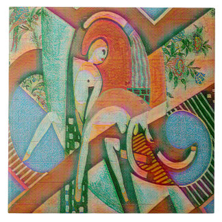 The Thundershower – Abstract Chaos in Bloom Ceramic Tile