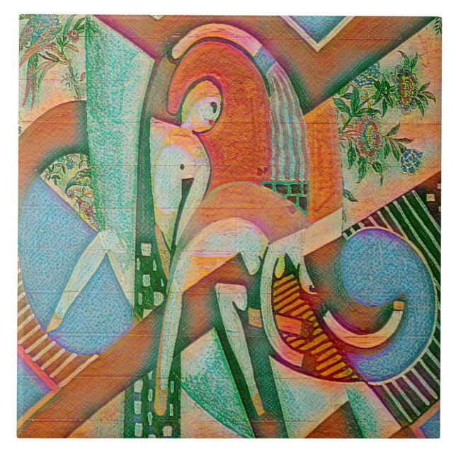 The Thundershower – Abstract Chaos in Bloom Ceramic Tile (Front)