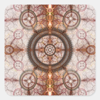 The Tick and The Tock Geometric Steampunk Pattern Square Sticker