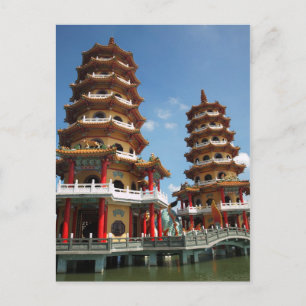 The Tiger and Dragon Pagodas in Kaohsiung Postcard