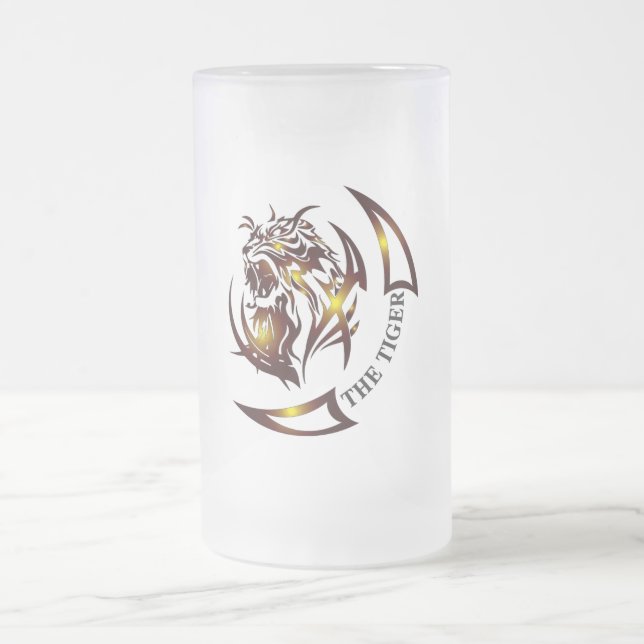 THE TIGER Beer Glass Frosted Glass Beer Mug (Center)