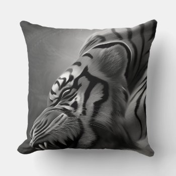 The Tiger Black And White  Throw Pillow by BlakCircleGirl at Zazzle