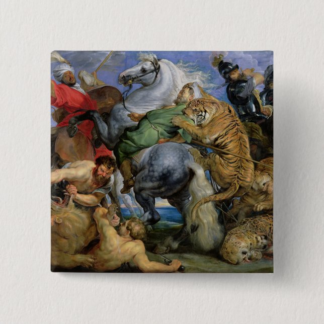 The Tiger Hunt, c.1616 Pinback Button (Front)