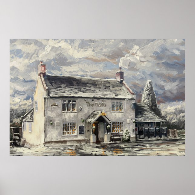 The Tiger Inn, Turnditch - winter poster (Front)