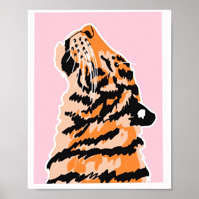 The Tiger Rizz on Pink Background  Poster (Front)