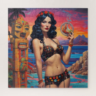 The Tiki Dream Beach Daydream - Ken Gage Art Jigsaw Puzzle