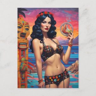 The Tiki Dream Beach Daydream - Ken Gage Art Postcard