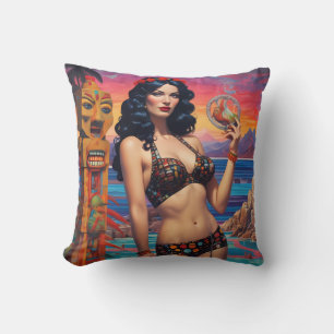 The Tiki Dream Beach Daydream - Ken Gage Art Throw Pillow