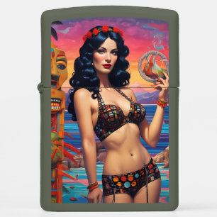 The Tiki Dream Beach Daydream - Ken Gage Art Zippo Lighter