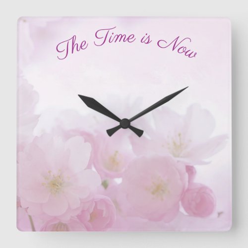 The Time Is Now Quote Flower Wall Clock