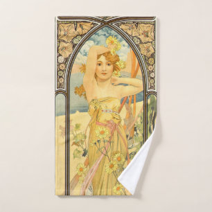 The Times of the Day, Brightness of Day by Mucha Hand Towel