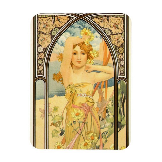 The Times of the Day, Brightness of Day by Mucha Magnet (Vertical)