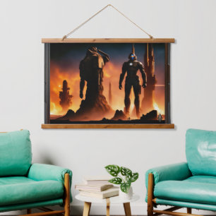 The Titans Of Arkeros AI Concept Art by Xzendor7 Hanging Tapestry