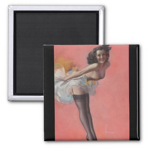 The Toast of the Town Pin Up Art Magnet