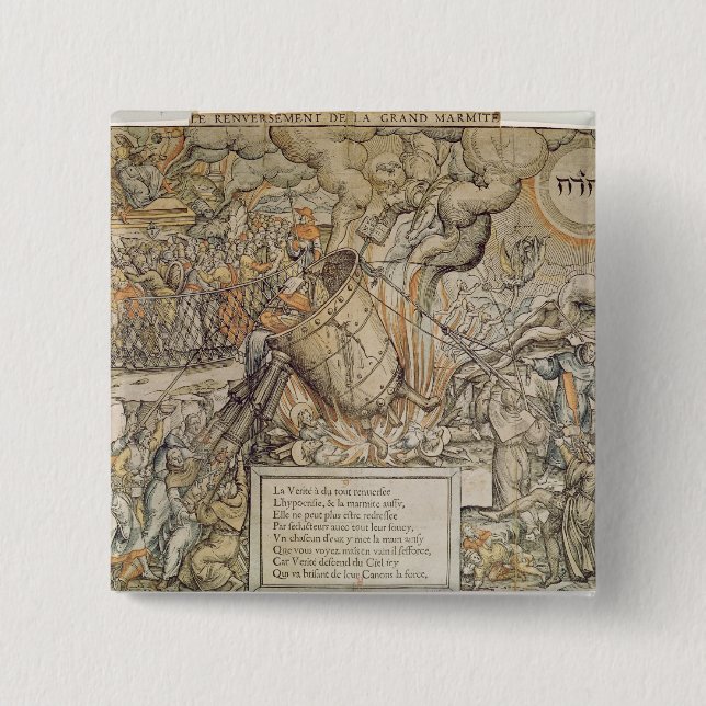 The Toppling Melting Pot Pinback Button (Front)