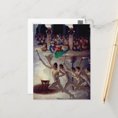 The Torch Race Grecian Olympics by N C Wyeth Postcard