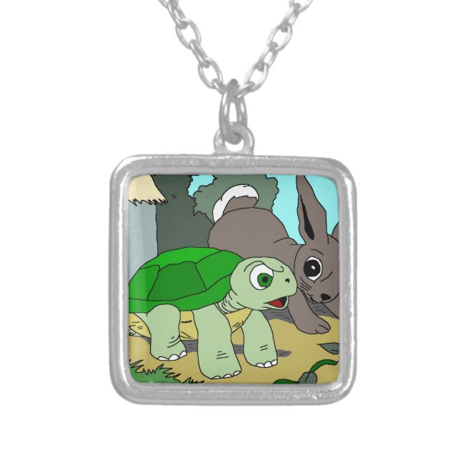 The Tortoise and the Hare Collection 1 Silver Plated Necklace (Front)