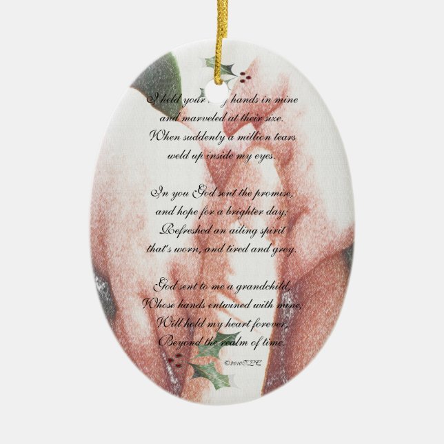 The Touch of a Grandchild Ceramic Ornament (Front)
