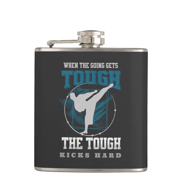 The Tough Kicks Fight Sport Fun Vibes Free Spirit Flask (Front)