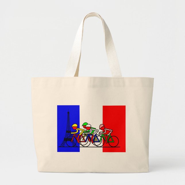 The Tour Arrives in Paris Large Tote Bag (Front)