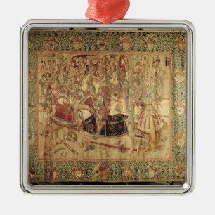 The Tournament, vertical loom tapestry Metal Ornament