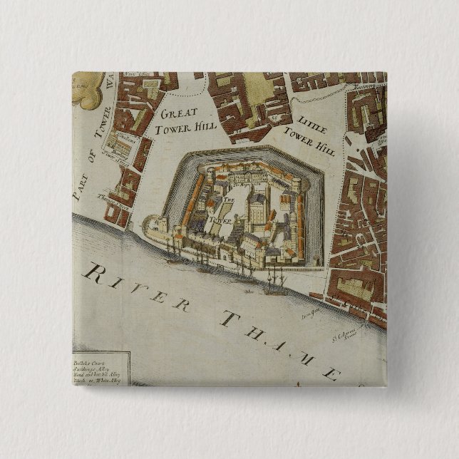 The Tower and St. Catherine's, detail of the Tower Pinback Button (Front)