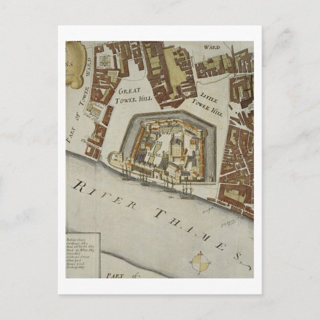 The Tower and St. Catherine's, detail of the Tower Postcard (Front)