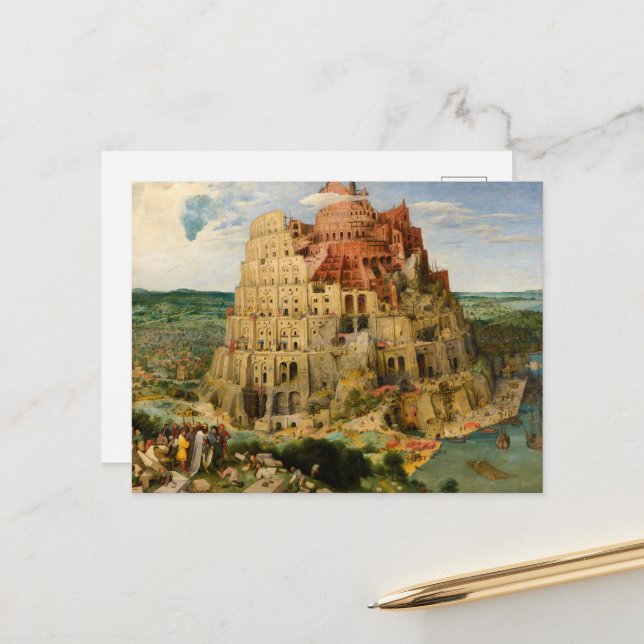 The Tower of Babel, 1563 by Pieter Bruegel Postcard (Front/Back In Situ)