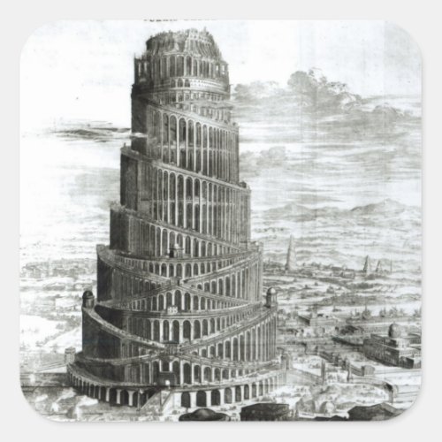 The Tower of Babel 1679 Square Sticker