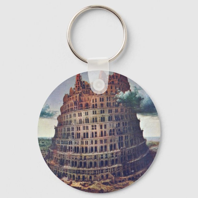 The Tower Of Babel. By Pieter Bruegel Keychain (Front)