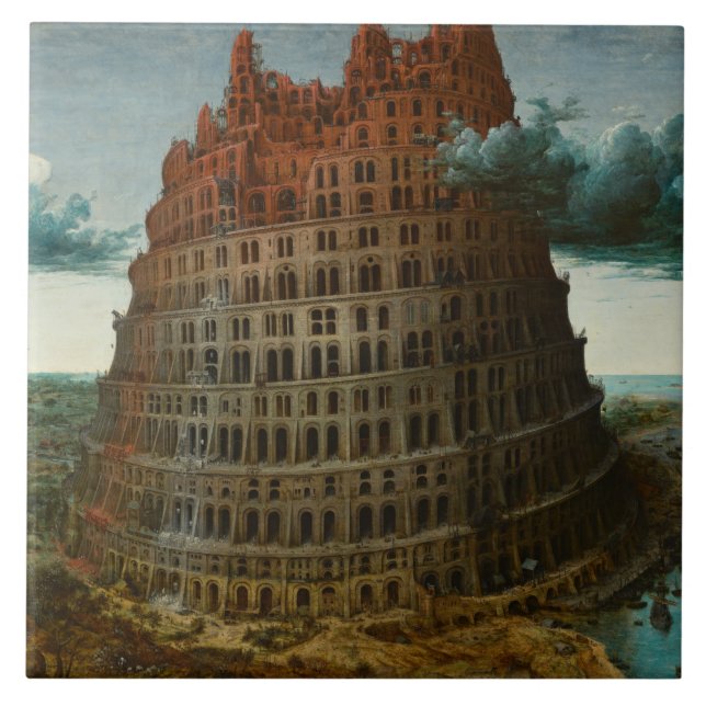 The Tower of Babel (by Pieter Bruegel the Elder) Ceramic Tile (Front)