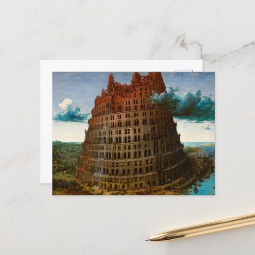 The Tower of Babel by Pieter Bruegel the Elder Holiday Postcard