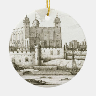 The Tower of London, 1647 (engraving) Ceramic Ornament