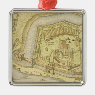 The Tower of London, from a survey made in 1597 by Metal Ornament