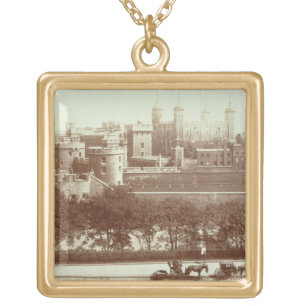 The Tower of London (sepia photo) Gold Plated Necklace