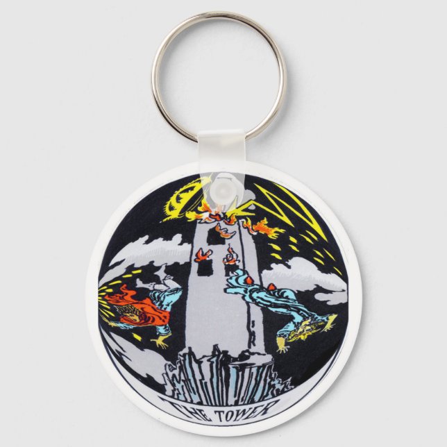 The Tower Tarot Card Keychain (Front)