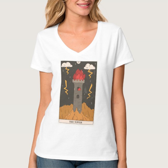 The Tower tarot card modern Major Arcana T-Shirt (Front)