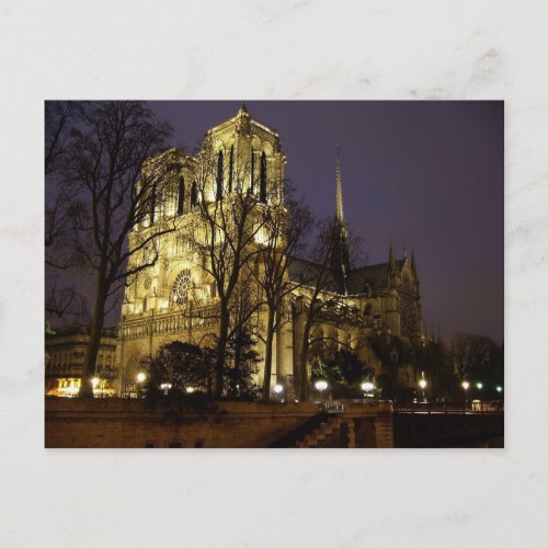 The towers of Notre Dame at night Paris Postcard