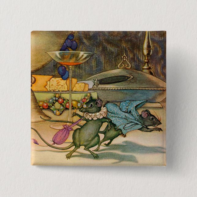 The Town Mouse and The Country Mouse Pinback Button (Front)