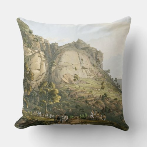 The Town of Abha in Abyssinia engraved by J Bluc Throw Pillow