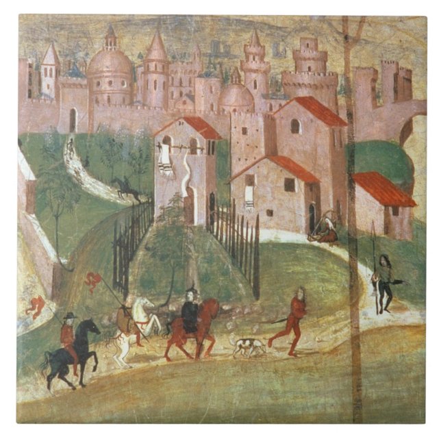 The Town of Prato (fresco) Ceramic Tile (Front)