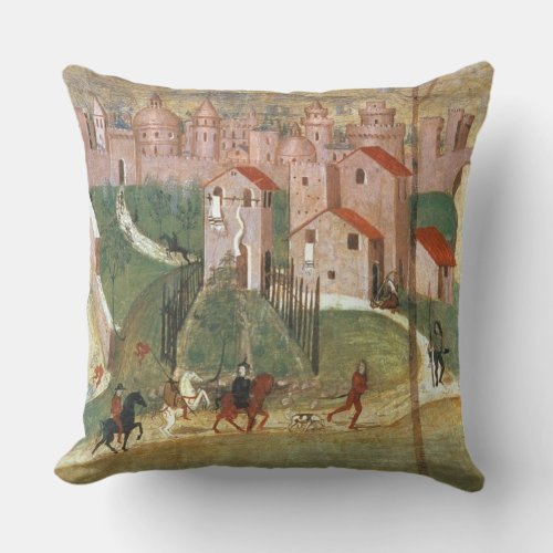 The Town of Prato fresco Throw Pillow