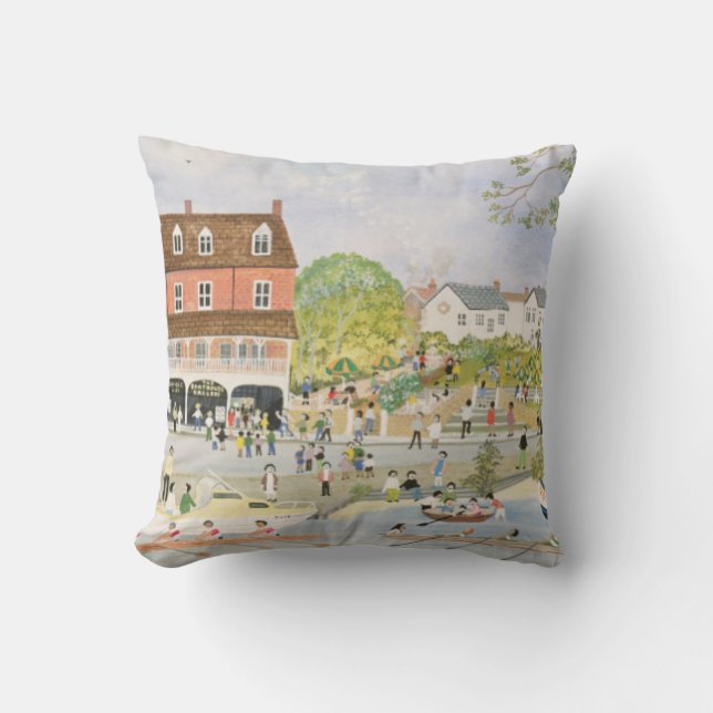 The Towpath Walton-on-Thames Throw Pillow (Front)