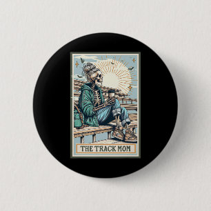 The Track Mom Skeleton Tarot Card Running Runner M Button