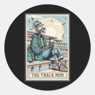 The Track Mom Skeleton Tarot Card Running Runner M Classic Round Sticker