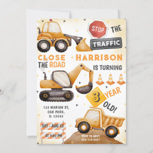 The Traffic Construction Dump Truck Birthday Invitation