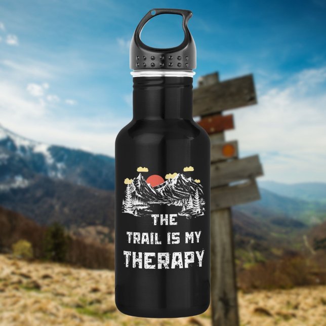 The Trail Is My Therapy | Hiking Inspiration  Stainless Steel Water Bottle (Creator Uploaded)