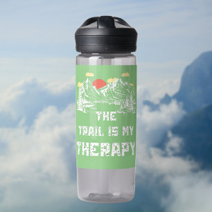 The Trail Is My Therapy Hiking Inspiration Water Bottle