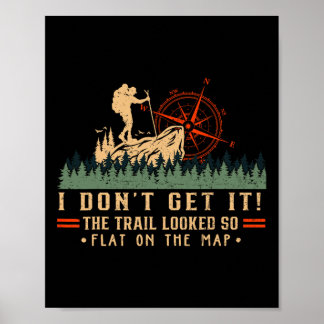The Trail Looked So Flat On Map Funny Hiking Slow Poster